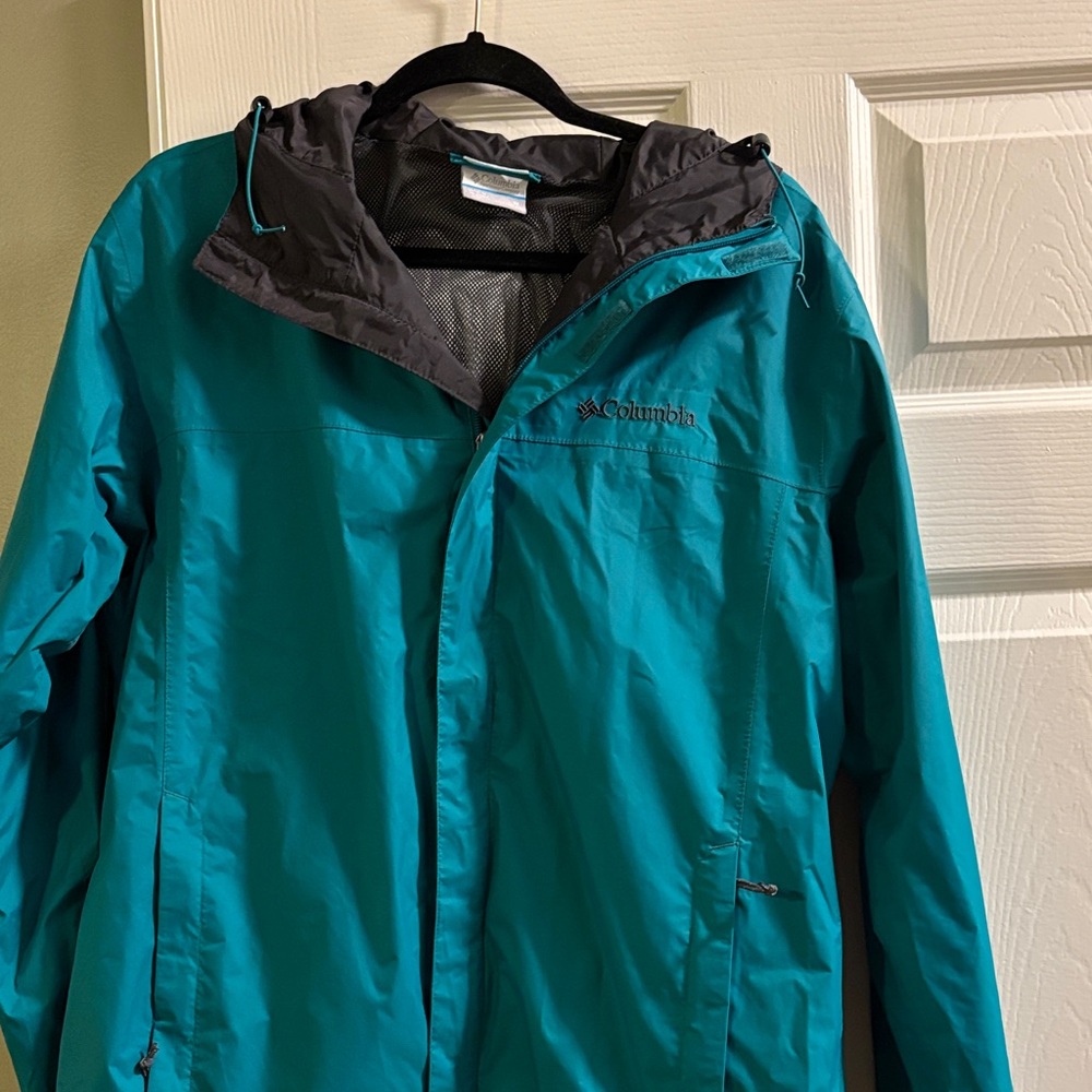 Columbia Arcadia  Turquoise Rain Hooded Jacket